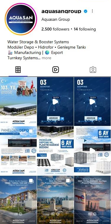 Aquasan Group Instagram profili (@aquasangroup) ekran görüntüsü