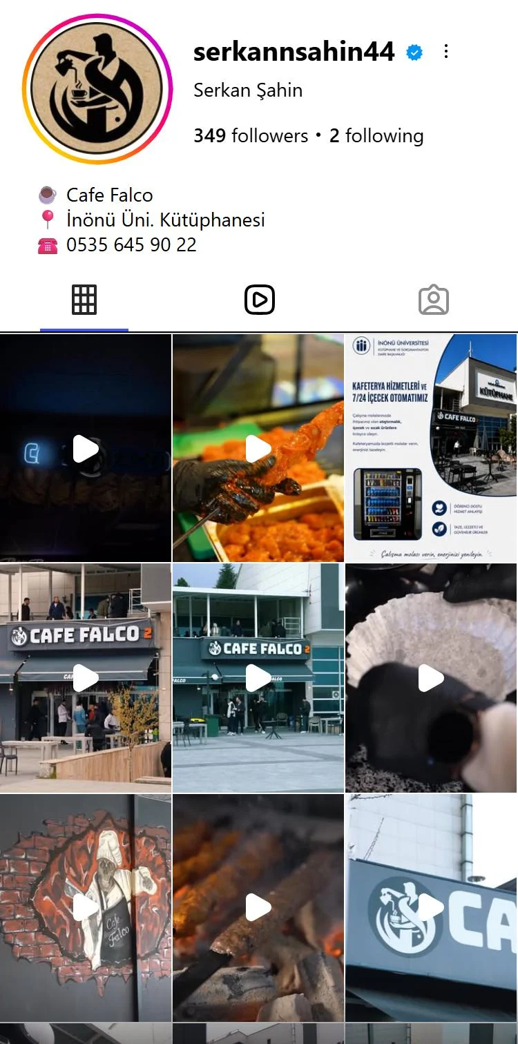 Cafe Falco Instagram profili (@serkannsahin44) ekran görüntüsü